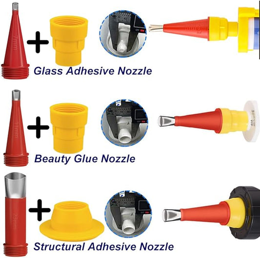 32PCS Caulk Finisher Kit Stainless Steel Caulk Gun Tips Reusable Caulking Nozzle Coating with Connector Replacement Rubber Nozzle Caulking Tool Kit
