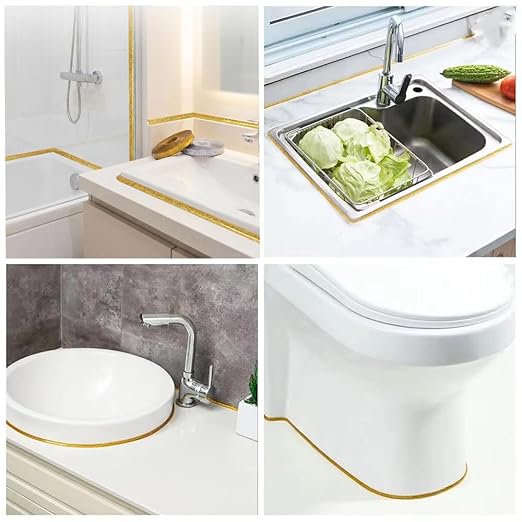 Ceramic Tile Gap Tape, Self-Adhesive Wall Gap Caulk Tape, 19.7Ft Caulking Strip Decorative Sealing Tape for Bathroom, Toilet, Bathtub and Kitchen (Sliver)
