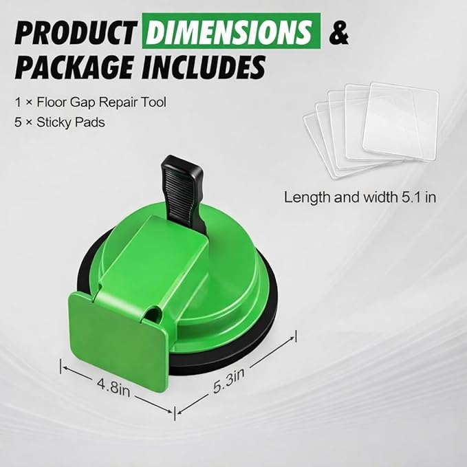 Floor Gap Fixer Tool with Enhanced Suction Cup & Sticky Pads – Easy Laminate, Vinyl & Wood Flooring Gap Repair Tool for Smooth and Textured Floors