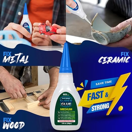 CA Glue Medium Viscosity Kit (12x1.75 oz.) Cyanoacrylate Glue, Super Glue for Everyday Repairs, Woodworking, Plastic, Ceramic, and DIY Crafts, Quick-Drying Multi-Purpose Adhesive with Easy Application