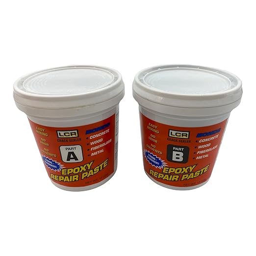 Polygem LCR Crack Sealer and Paste for Concrete Wall Leak Repair - High Strength 2 Component System Works on Concrete, Wood, Fiberglass, Metal, Plastic, Glass, and More
