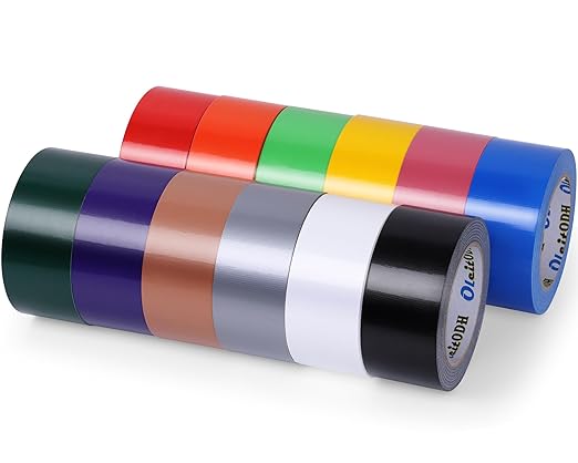 Rainbow Colored Duct Tape Bulk 2 Inch x 360 Yards,12 Bright Duct Tape Assorted Colors Rolls, Waterproof Heavy Duty Duct Tape, Colored Duct Tape Multipack for Arts Home Office School DIY Craft