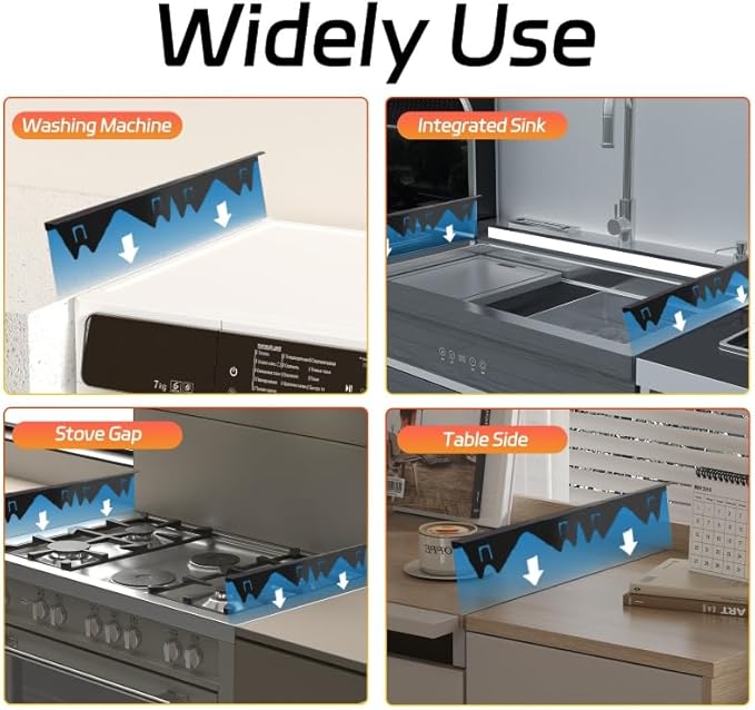 Stainless Steel Stove Gap Covers (2 Pack), Stove Gap Filler, Stove Counter Gap Guards for Kitchen, Range Trim Kit, Easy Clean with Heat Resistant, Adjustable Length 13.8” to 27.6”, Width 0.79"