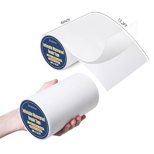 Breliter Inflatable Waterproof Repair Tape - Waterproof TPU Patch Repair Kit, Sealing Repair Tape for Air Mattress, Bounce House, Inflatable Toys, Tent, Swimming Ring, Heavy Duty - 6in x 13.2ft