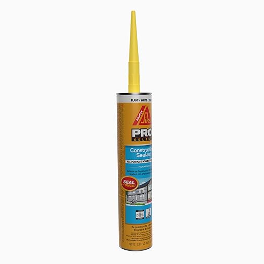 SIKA Sikaflex Construction Sealant - White, All-Purpose Polyurethane for Joints 1/2" or Smaller - 10.1 fl. oz - Weatherproof, High Elasticity, Paintable, Strong Adhesion, (Pack of 2)