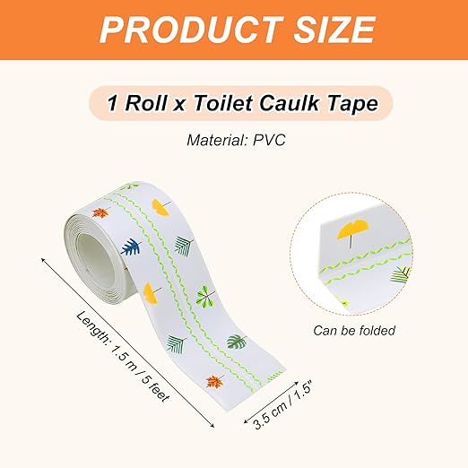 PATIKIL Caulk Tape Waterproof Self Adhesive, PVC Toilet Caulking Sealant Strip Bathtub Caulk Sealing Strip Tape for Bathroom Kitchen Countertop, Autumn Leaves (1.5 Inch x 5 Ft)