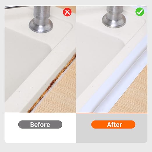 Caulk Tape for Bath and Kitchen, Self Adhesive Caulking Strip for Toilet Base, White Caulk Tape for Bottom of Toilet, Tub Surround, Kitchen Countertop