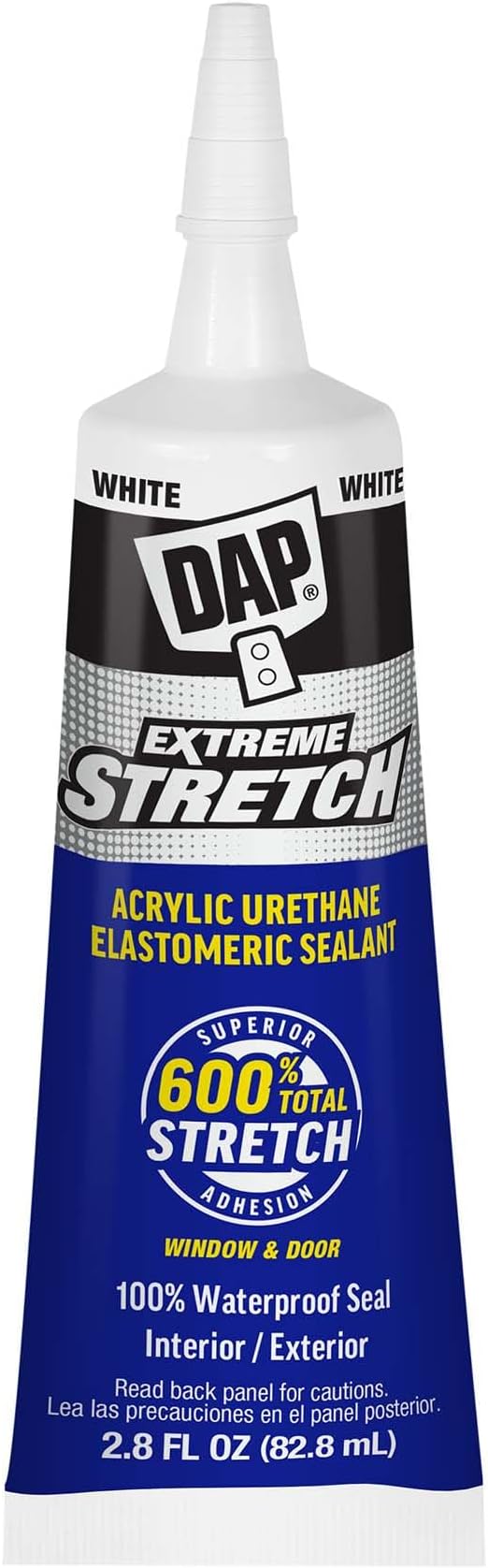 DAP Extreme Stretch Acrylic Urethane Premium Elastomeric Sealant, White, 2.8 oz (7079800958)