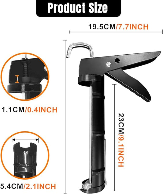 Holothurian Caulking Gun, Caulk Gun No Drip,Sealant Finishing Tool Grout Scraper for Kitchen Bathroom Window Sink Joint, 1/10 Gallon Cartridge, 10:1 Thrust Ratio, Black