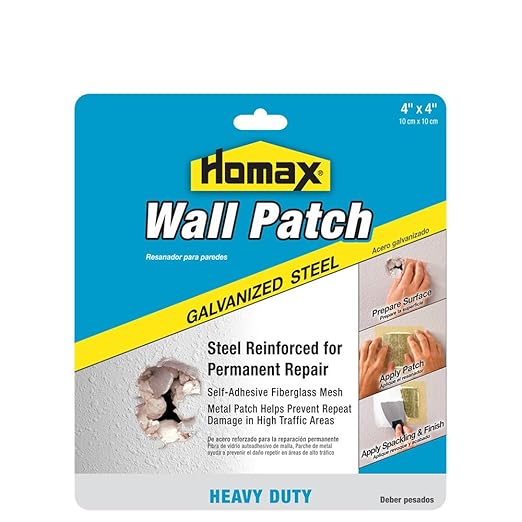 Homax 41072055048 Galvanized Steel Wall Patch, 4"x4", Heavy Duty Patch