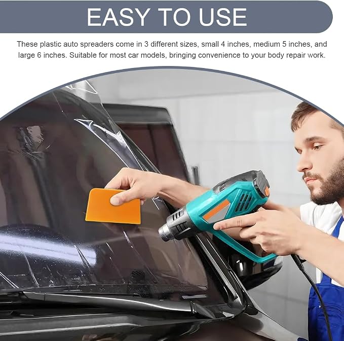 2 Set Body Filler Spreaders, Auto Plastic Putties Spreader Tool Includes Large, Medium and Small, Reusable Auto Film Application Tool for Body Fillers, Putties, Glazes, Caulks and Paint (6PCS)