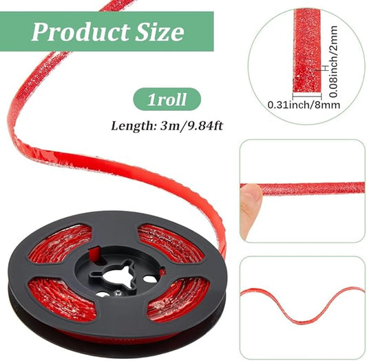 GORGECRAFT 9.84 Feet x 0.31 Inch Glitter Bathroom Caulk Ceiling Molding Peel and Stick Flexible Wall Trim Waterproof Self Adhesive Caulking Tape Sealant Strip Border for Bathroom Kitchen Stove Toilet