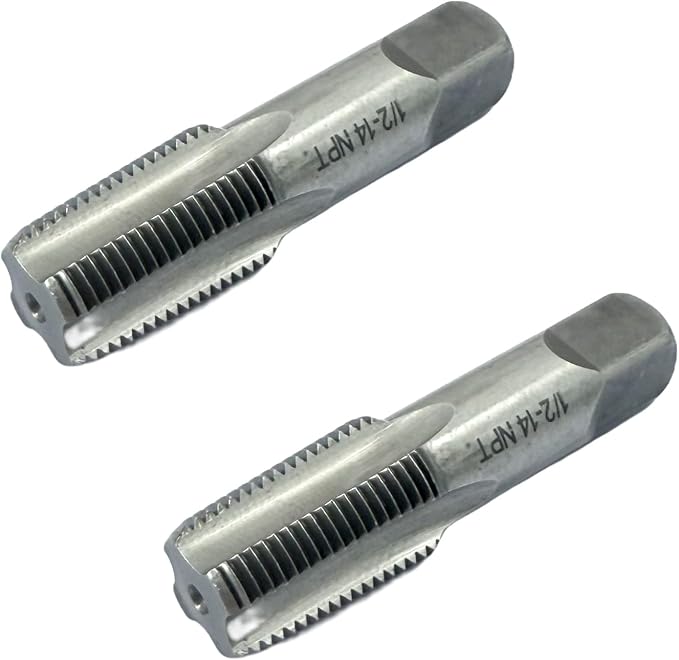 2 Pcs 1/2 NPT Hand Threading Tap,Carbon Steel NPT Pipe Taps for Plumbing Projects,Auto Repairs and Other Various DIY Thread Cutting Tools Small Poject