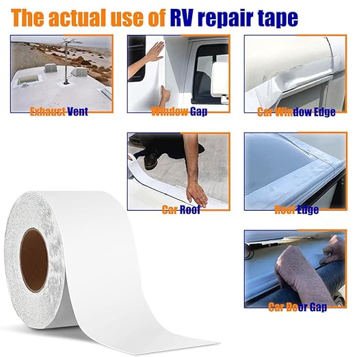 RV Roof Sealant Tape, Repair Tape White 4" x 16.4' Waterproof Seal Tape UV & Weatherproof Sealant Roofing Tape for RV Repair, Window, Boat Sealing, Truck Stop Camper Roof Leaks
