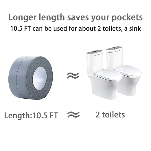 Waterproof Caulk Tape - Self Adhesive Toilet Sealer for Bathroom, Bathtub & Floor Wall Edge Protection