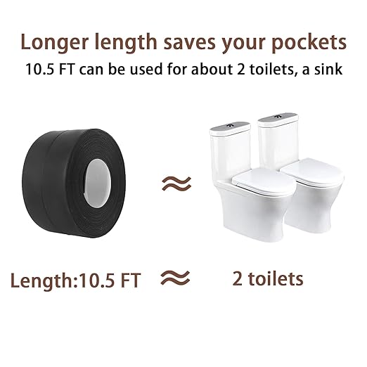 Caulk Tape, Toilet Caulk Strip, Toilet Sealer Around Toilet Base, Caulk Tape Waterproof Self Adhesive, Traditional Caulking Replacement, Caulking Tape for Bathroom, Bathtub, Floor Wall Edge Protector