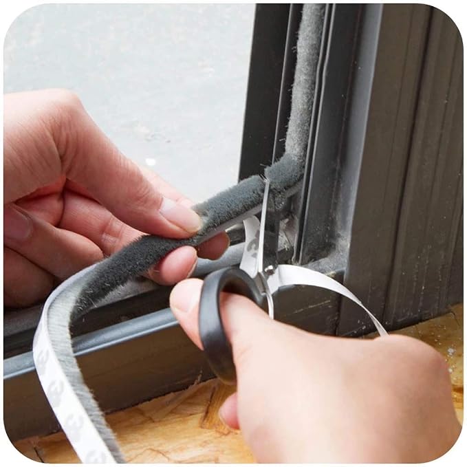 Self-Adhesive Pile Weather Stripping Seal for Sliding Windows and Door Frames, 16.5ft x 11/32 inch, Grey