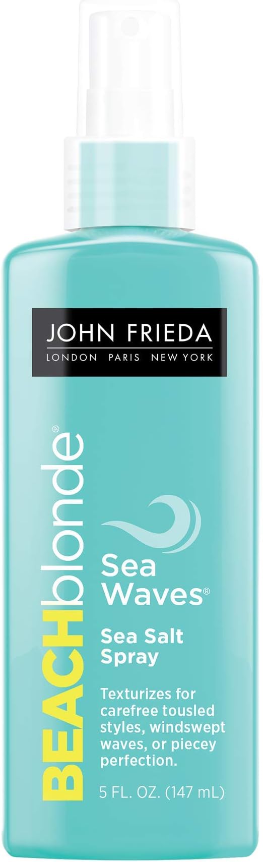 John Frieda Beach Blonde Sea Waves Texturizing Spray with Natural Salt for Tousled, Wavy Volume - 5 Ounce