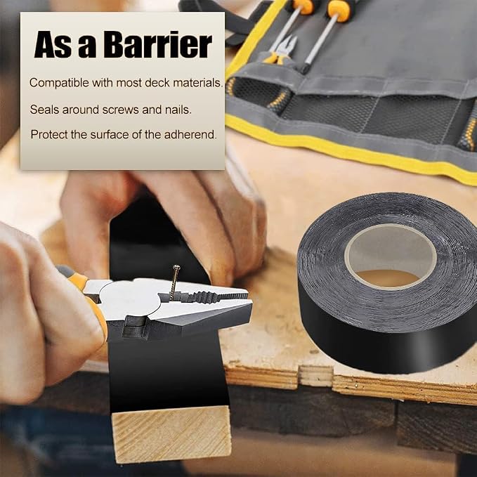 Dongxw 4 Packs Deck Joist Tape, 2" x 50' Waterproof Butyl Joist Tape for Decking 2inch, Flashing Tape Self-Adhesive Joist Tapes for Decks Beams Extend Wood Deck Life