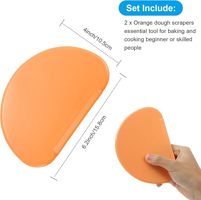 Patelai 2 Pieces Bowl Scraper Dough Bench Scraper Baking Flexible Spatula Versatile Kitchen Set Multipurpose Curved Pastry Flat Edge Mixing Bowl Cutter Silicone for Cake Icing Bread Fondant