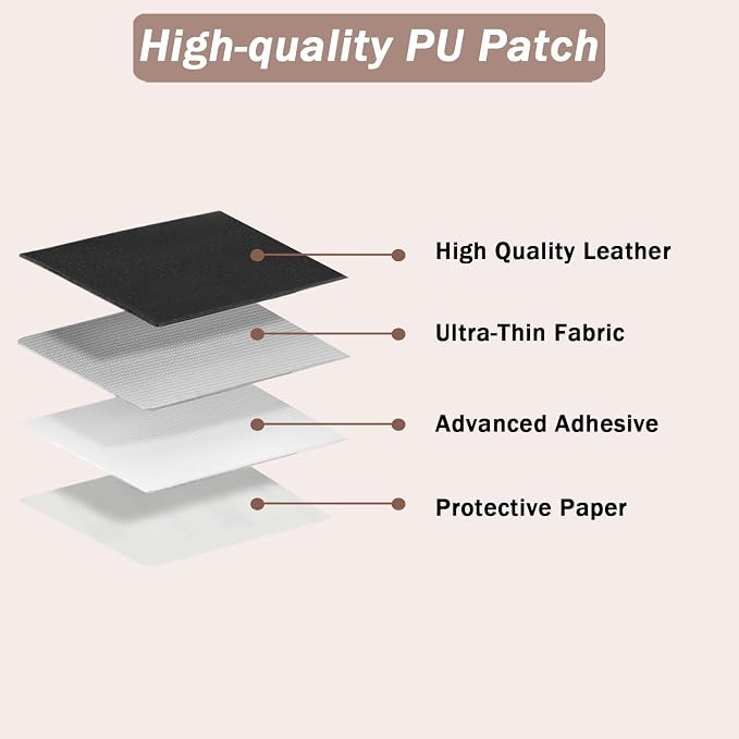4PCS Self-Adhesive Leather Repair Patches, 8 x 12 Inch Black Repair Patch Tape for Couches Waterproof Leather Patches for Furniture, Sofa, Chair, Car Seats (Black)