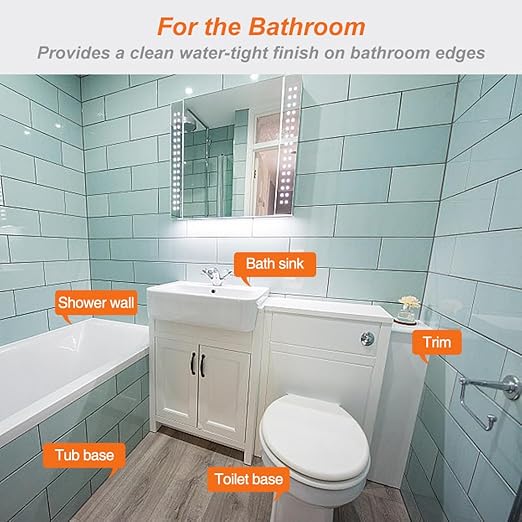 Clear Caulk Tape for Kitchen & Bathroom, Countertop Sink Tub Shower Caulk Strip Self Adhesive Caulking Sealant Waterproof, Toilet Bowl Stick on Gel, Bathroom Accessories