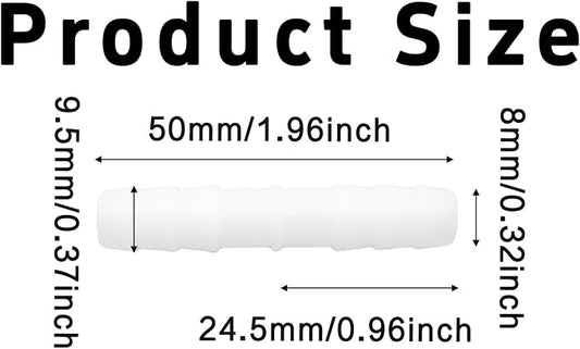12Pcs 5/16" x 5/16" Plastic Hose Barb Fittings, Barbed Splicer Mender Joint Adapter Union Connectors for Aquarium, Household, Fuel, Gas, Liquid, Air Hose Repair