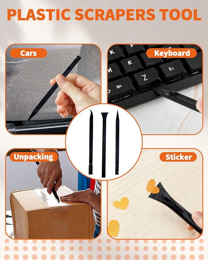 18 PCS Plastic Putty Knife, Includes 12 Plastic Putty Filler Knife and 6 Scrapers Tool, Flexible Putty-Scraper for Spackling, Repairing Drywall, Removing Wallpaper, Applying Mud or Plaster