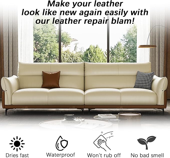 Leather Recoloring Balm, Leather Color Restorer Conditioner, Leather Restorer for Couches Paint, Leather Scratch Remover, Scratch Leather Faded Repair Kits for Vinyl Furniture (Ivory, 75ML)