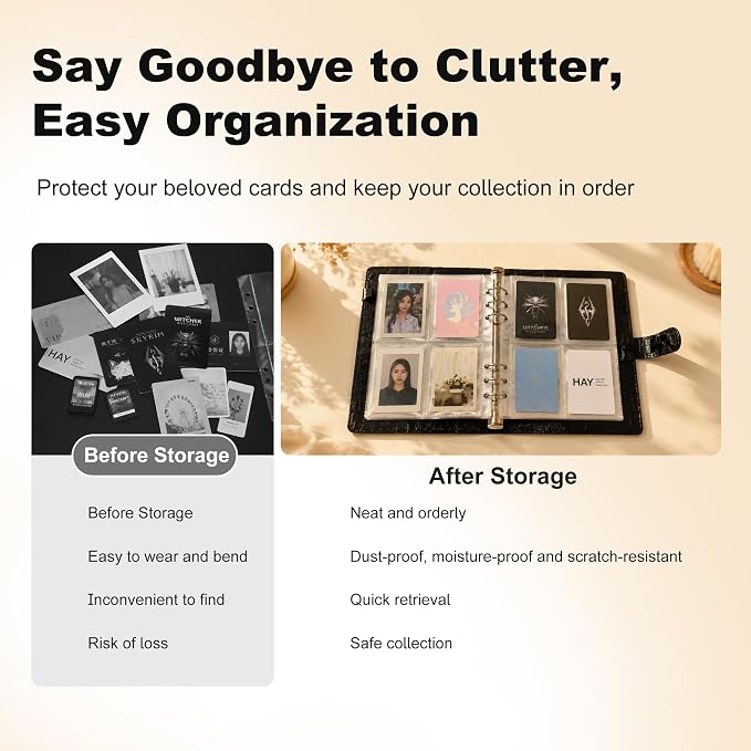 Convend A5 Kpop Photocard Binder,6 Ring Refillable Binder Album with 240 Card Slots,PU Leather Cover,Magnetic Closure for K-pop Photocards,Trading Cards, Game Cards,Black Croc Textured