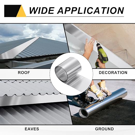 uxcell Aluminum Flashing Roll, 5in x 3.3ft Metal Roof Panels 0.8mm Waterproof Aluminum Sheet Roll for House Repair, Roof Flashing, Sealing Windows Doors, DIY Projects