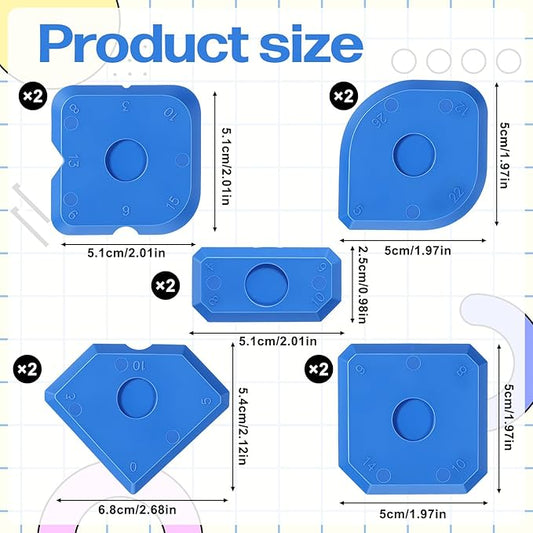10 Pcs Plastic Caulking Tool Set, Caulk Tool Sealant Finishing Kit, Multi-Edge Applicator Smoother, Caulk Remover Grout Scraper, Reusable for Kitchen Bathroom Tile Floor Window Sink Sealing (Blue)