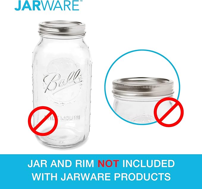 Jarware Silicone Bacon Grease Saver Mason Jar Lid With Strainer, Wide Mouth