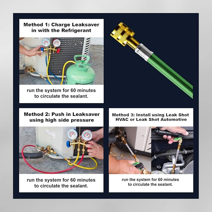 Leak Saver Direct Inject Ultimate 6-Pack | 3-in-1 AC Refrigerant Leak Sealer | with UV Dye & Moisture Remover | for Most HVAC Systems Up to 5 Tons - Professional AC Leak Sealer - AC Stop Leak