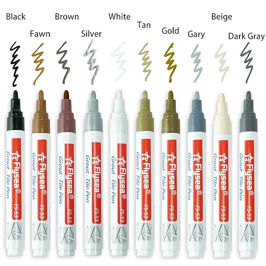 10 Pieces Tile Pen Wall Grout Color Pen Tile Repair Pen Refill Wall Gap Grout Renew Marker for Tiles Floor Kitchen Bathroom(Dark Gray)
