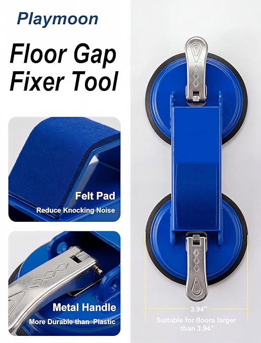 PlayMoon Floor Gap Fixer Tool, Heavy Duty Dual Suction Cup Floor Gap Repair Tool with Metal Levers for Laminate Flooring Engineered Hardwood and Vinyl Plank