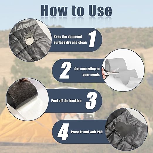 Cahomo 3x79 Nylon Repair Patch Nylon Repair Tape Self Adhesive Fabric Tapes Outdoor Camping Gear Fabric kit for Tent, Umbrella, Down Jackets, Sleeping Bag, Knapsack (Light Gray)
