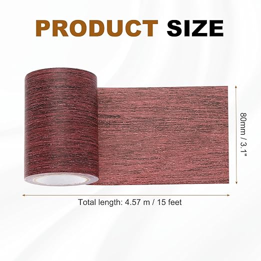 uxcell Wood Grain Repair Tape, 3.1" x 15ft Self Adhesive Wood Grain Colored Duct Tape Waterproof Repair Patch for Furniture Floor Scratch Fix, Baseboards, DIY Decor, Dark Mahogany