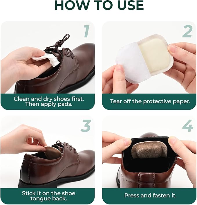 Shoe Tongue Pads for Men & Women - Welnove 4 Pairs Suede Memory Foam Shoe Padding Cushion Soft Self Adhesive Inserts Filler for Boots, Leather Shoes, Dress Shoes, Loafers (Beige, Size L)