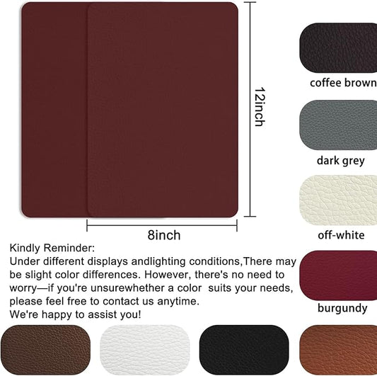 Self Adhesive Leather Repair Patch,8x12 inch Vinyl Repair Kit,Leather Repair Kit for Furniture,Car Seat,Couch,Office Chair,2 Pcs Burgundy