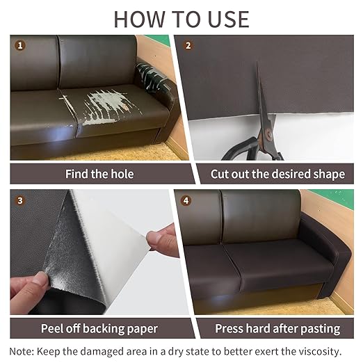BSZHTECH Leather Repair Tape Self-Adhesive Leather Repair Patch for Couch Furniture Sofas Car Seats Advanced PU Vinyl Leather Repair Kit (Dark Brown, 35.4X79 inch)