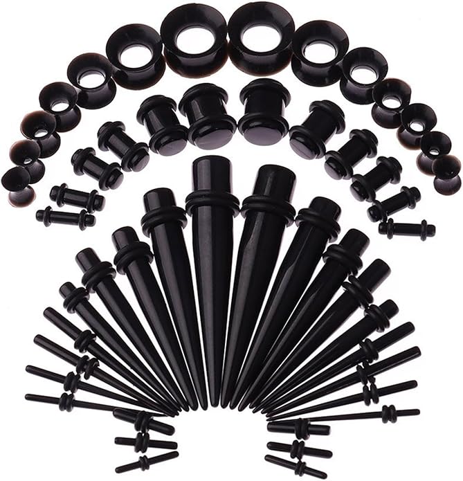 JieyueJewelry 50/54 Pieces Ear Stretching Kit 14G-00G Acrylic Tapers and Plugs + Silicone Tunnels - Ear Gauges Expander Set Body Piercing Jewelry