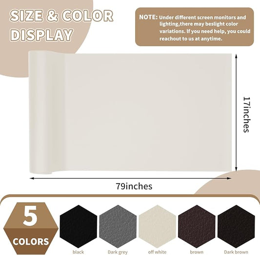 Leather Repair Patch,Self-Adhesive Leather,17X79inch,Self-Adhesive Waterproof,Scratch Resistant,DIY Large Patch for Sofas,Furniture,cabinets,Walls,Motorcycle Seats,car Seats (Off-White)