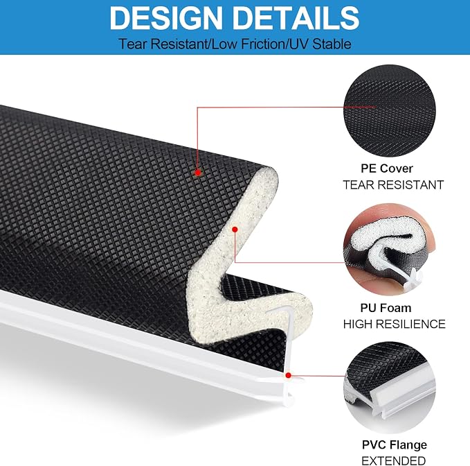 40 Feet Door Weather Stripping, Kerf Weather Stripping for Doors with Groove, Kerf Door Seal for Large Gap and Easy Installation(40, Black)
