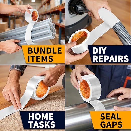 YONGJIN White Duct Tape Waterproof - 2 Pack Tear by Hand, No Residue, Multi-Purpose Duct Tape Bulk for Indoor Outdoor Repairs, DIY, Packaging, and Crafts, 2 Inch x 40 Yards Total