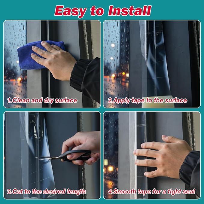 1Pack Window Weather Sealing Tape, 4in x 55y,Clear Waterproof Repair Tape, Window Insulation Tape for Doors Windows and Shower Glass Gaps,No Residue