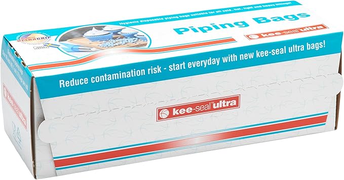 Kee Seel Ultra Disposable Pastry Bags, Piping Bag with Textured Non Slip Outer Surface, Smooth-Flow Interior, Easy Tear Perforation, Convenient Dispenser Box, 21-Inch, Clear - 72 Pack