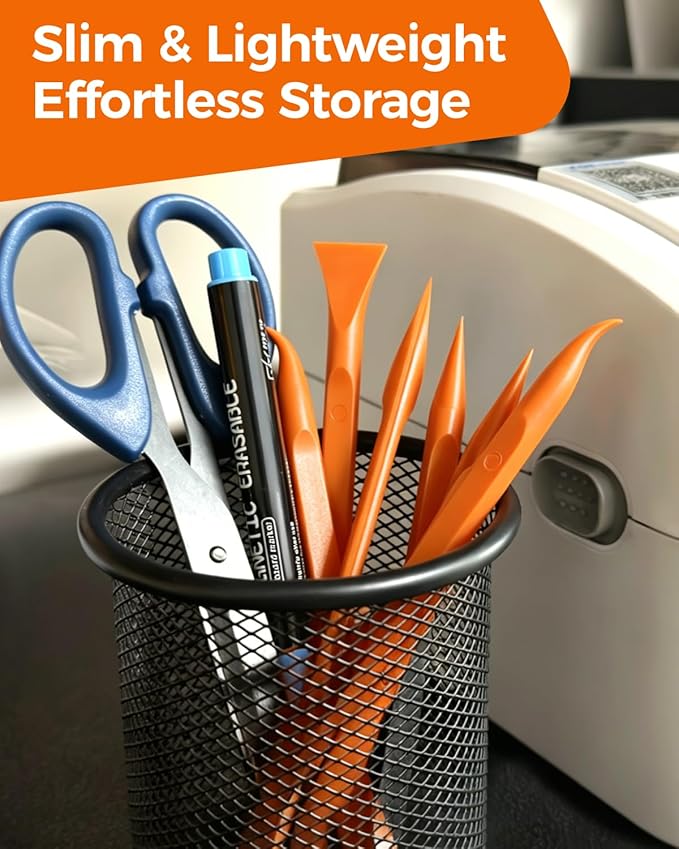 12Pcs Plastic Scraper Tool, Crevice Cleaning Tool, Non-Scratch Car Detailing Supplies for Cleaning, Versatile Label/Sticker Remover & Peeler Tool for Tight Spaces (Orange-12Pcs)