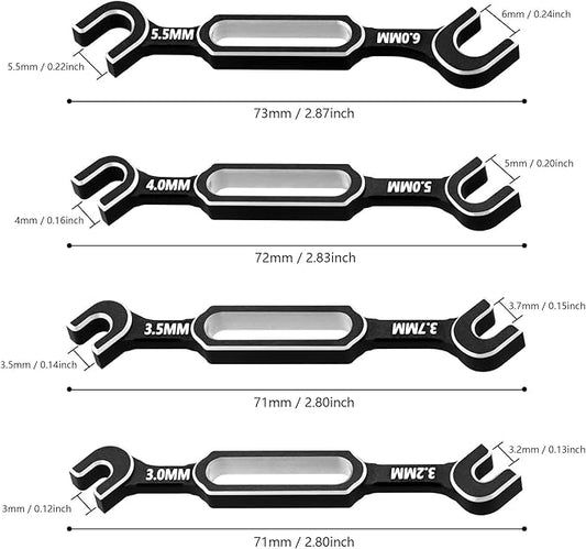 4PCS RC Wrench 3.0/3.2/3.5/3.7/4.0/5.0/5.5/6.0mm Turnbuckle Nut Ball Joint Remover RC Repair Tool for RC Crawler Car Boat Upgrade Parts, Silver