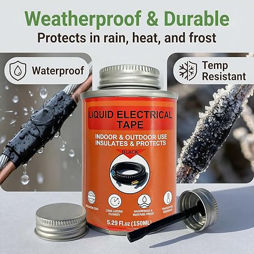 150ml Liquid Electrical Tape Insulating Repair Glue, Quick-Drying Waterproof High Temp Resistant Insulation Coating with Brush Cap for Wires Cables Outdoor Electrical Equipment Fixing